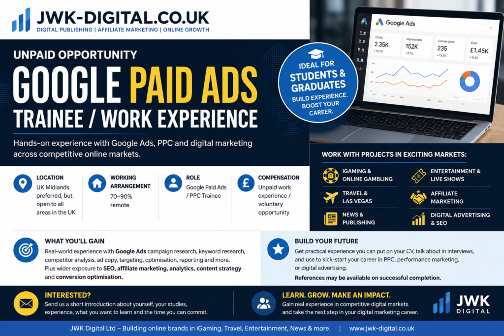 Digital Marketing Trainee Opportunity Poster